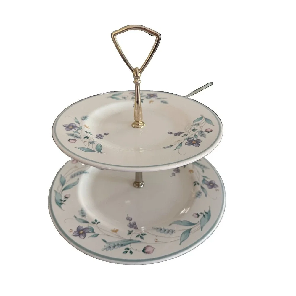 Pfaltzgraff Meadow Lane 2 Tiered Cake Stand Tray 10x10